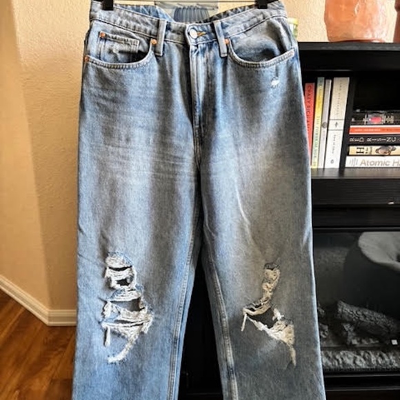 H&M distressed wide leg straight jeans - Picture 1 of 4